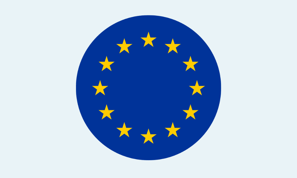 EU:s logotyp med de 12 stjärnorna.