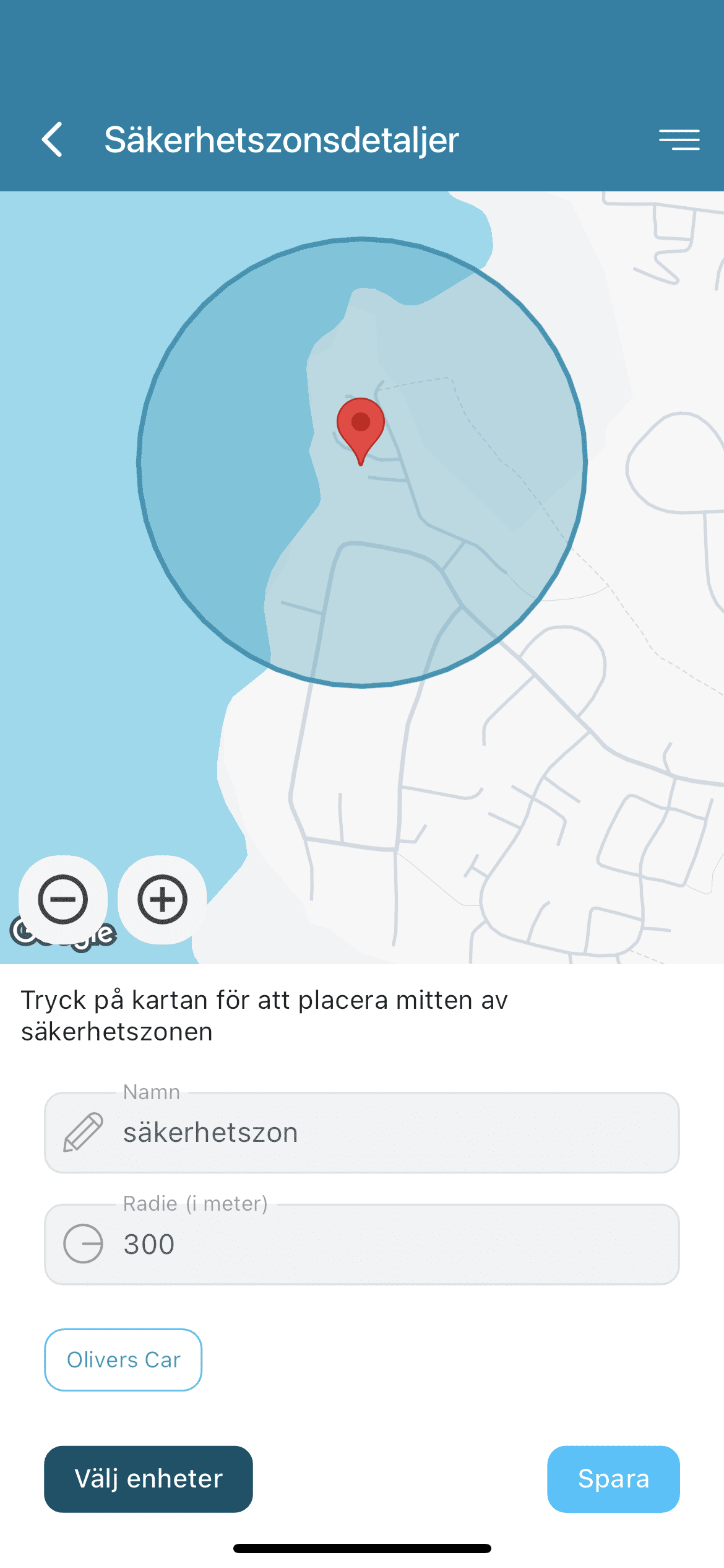 Hur du skapar en geofence/säkerhetszon i NorthTracker-appen