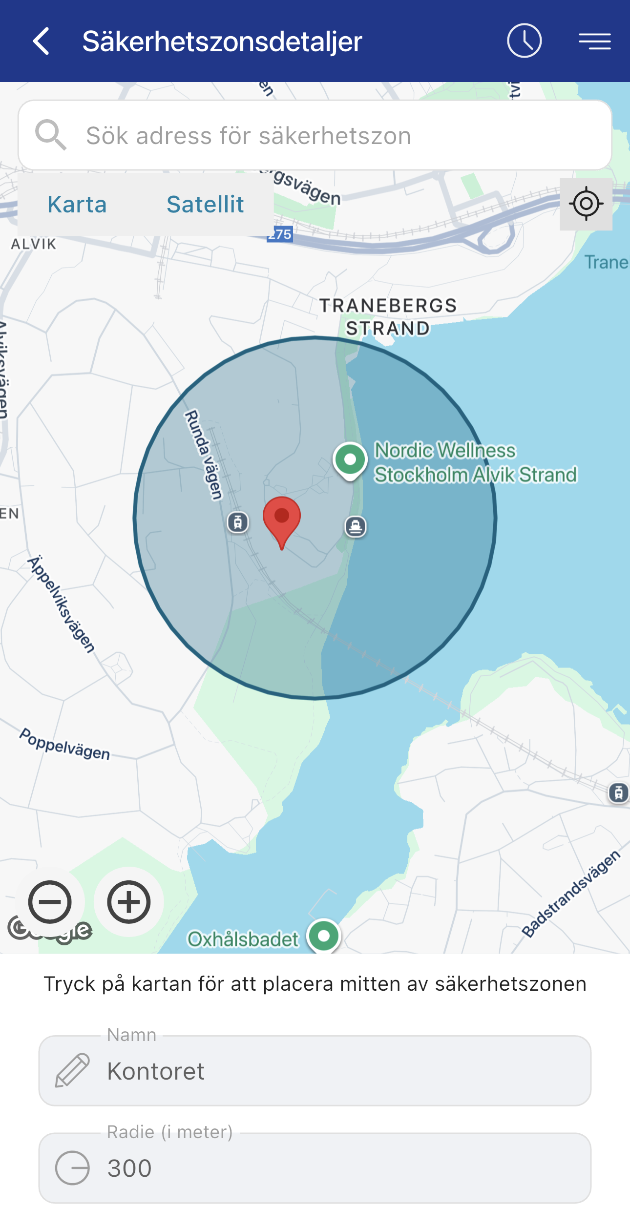 Hur du skapar en geofence/säkerhetszon i NorthTracker-appen