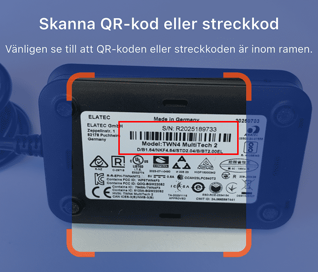 Scanna streckkoden