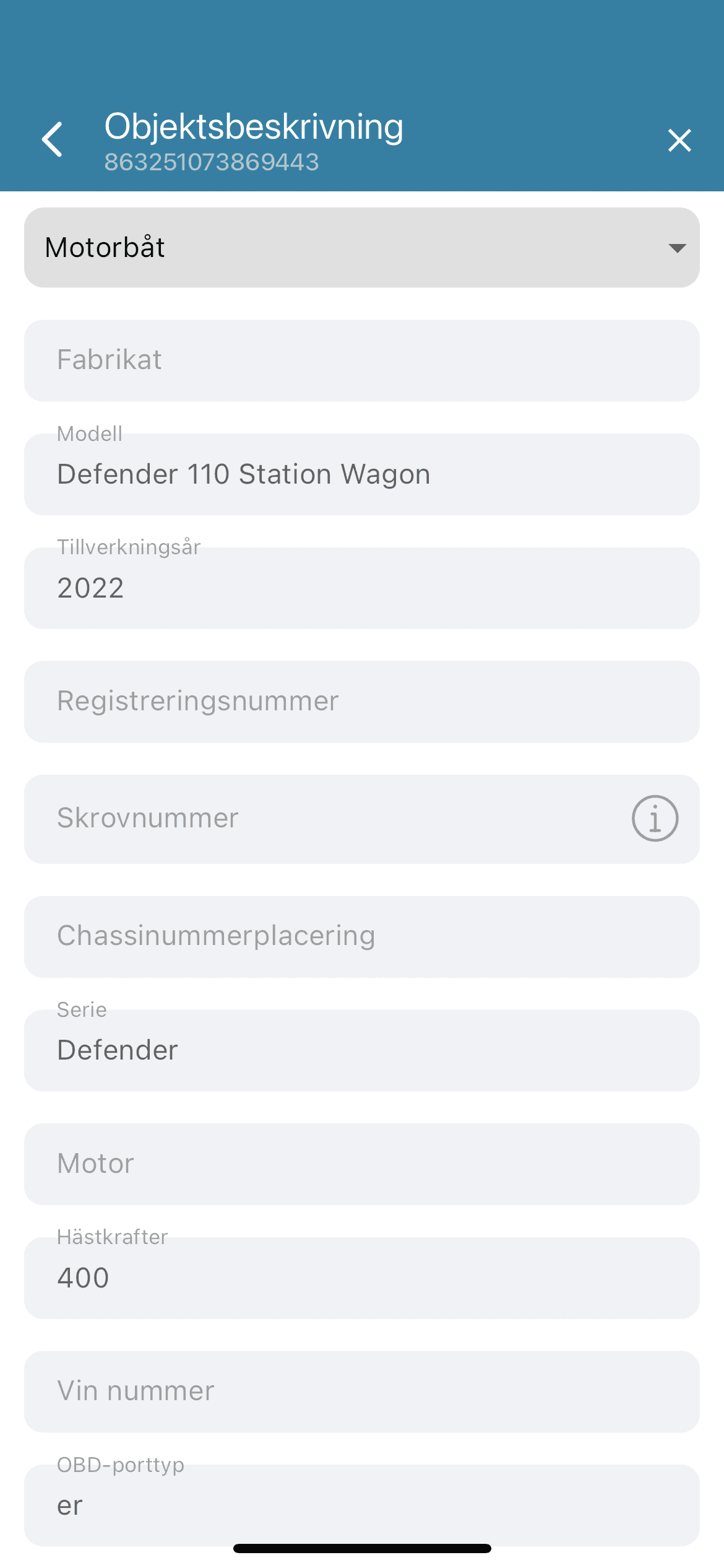 How to fill in an object description in the NorthTracker app